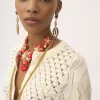 Cardigan à volants avec logo en maille de soie, d’alpaga et de coton Cardigan à volants avec logo en maille de soie, d’alpaga et de coton