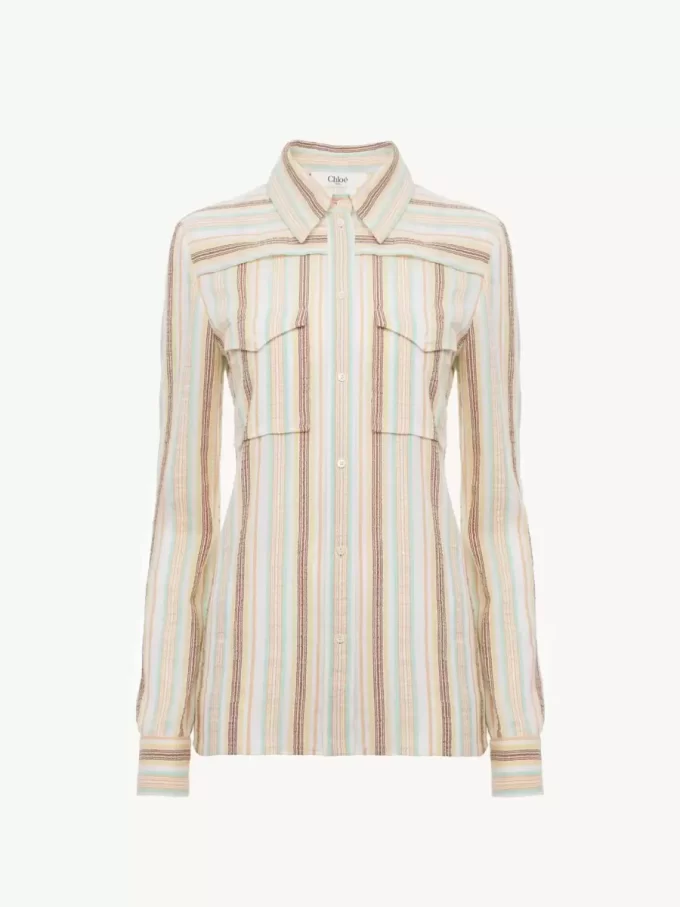 Chemise ajustée en coton crêpon Chemise ajustée en coton crêpon
