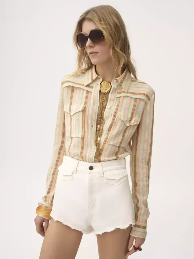 Chemise ajustée en coton crêpon Chemise ajustée en coton crêpon