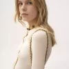 Chemise Henley à col en tricot de laine ultrafine et dentelle Chemise Henley à col en tricot de laine ultrafine et dentelle