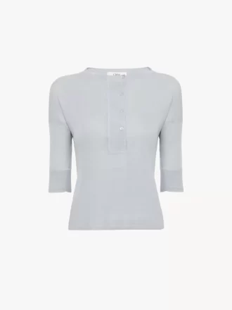 Chemise Henley à manches courtes en tricot de lin et soie