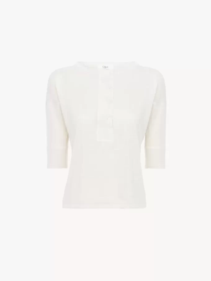 Chemise Henley à manches courtes en tricot de lin et soie Chemise Henley à manches courtes en tricot de lin et soie