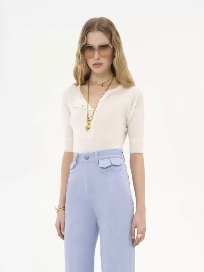 Chemise Henley à manches courtes en tricot de lin et soie Chemise Henley à manches courtes en tricot de lin et soie