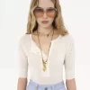 Chemise Henley à manches courtes en tricot de lin et soie Chemise Henley à manches courtes en tricot de lin et soie
