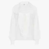 Chemise lavallière brodée en popeline de coton Chemise lavallière brodée en popeline de coton
