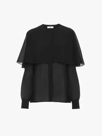 Chemisier cape en georgette de soie