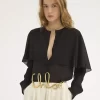 Chemisier cape en georgette de soie Chemisier cape en georgette de soie