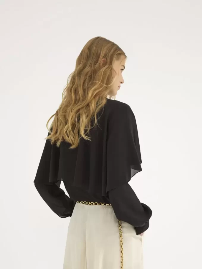 Chemisier cape en georgette de soie Chemisier cape en georgette de soie