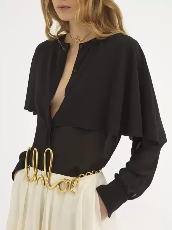 Chemisier cape en georgette de soie Chemisier cape en georgette de soie
