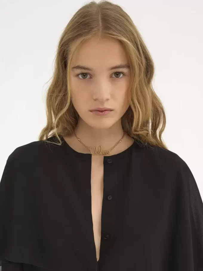 Chemisier cape en georgette de soie Chemisier cape en georgette de soie