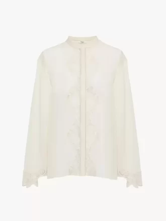 Chemisier fluide en georgette de soie et dentelle