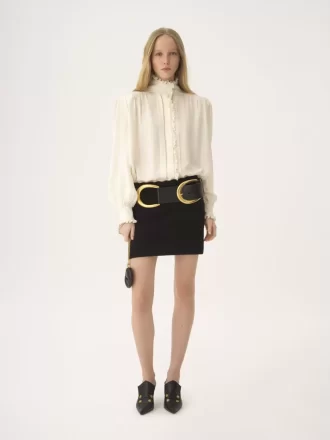 Chemisier oversize à volants en jacquard de soie