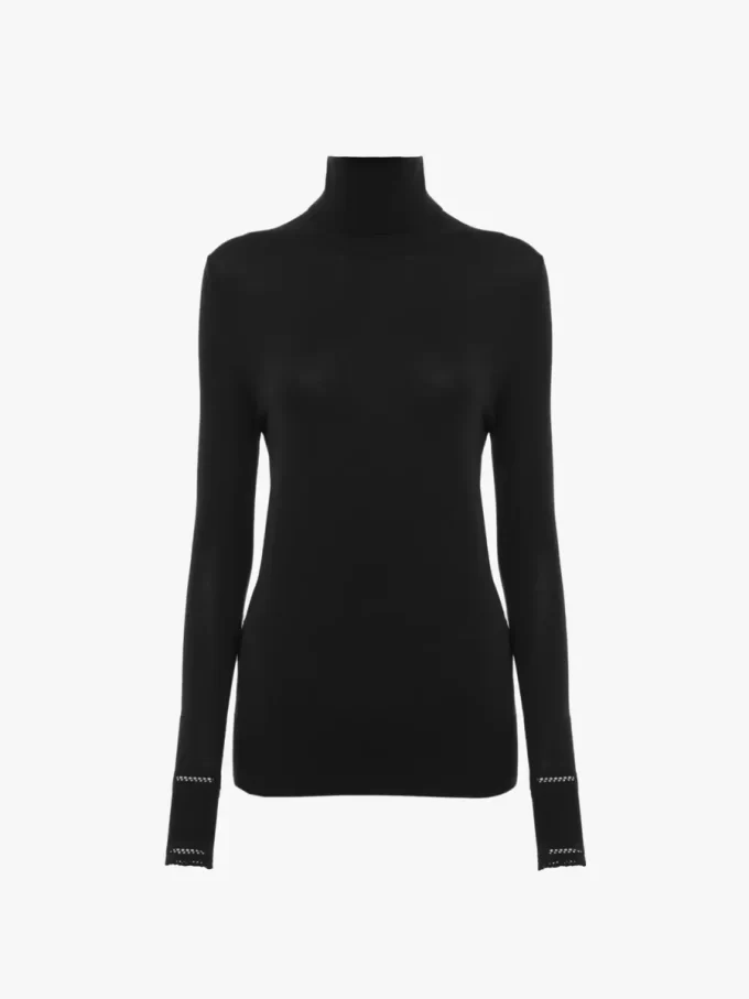 Col roulé ajusté en tricot de laine