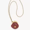 Collier porte-monnaie Micro Horse Medal en cuir grainé