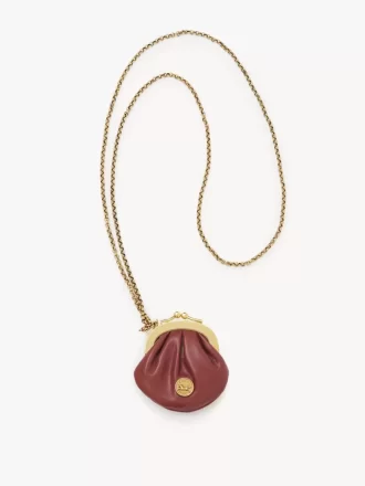 Collier porte-monnaie Micro Horse Medal en cuir grainé