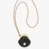 Collier porte-monnaie Micro Horse Medal en cuir grainé