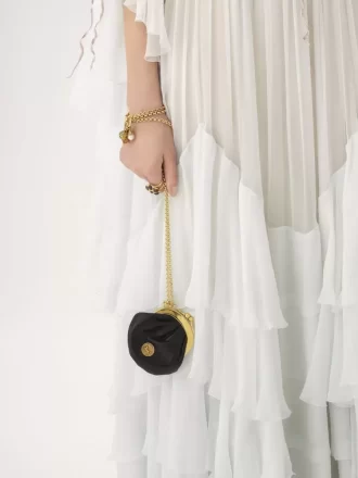Collier porte-monnaie Micro Horse Medal en cuir grainé