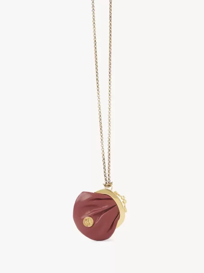 Collier porte-monnaie Micro Horse Medal en cuir grainé