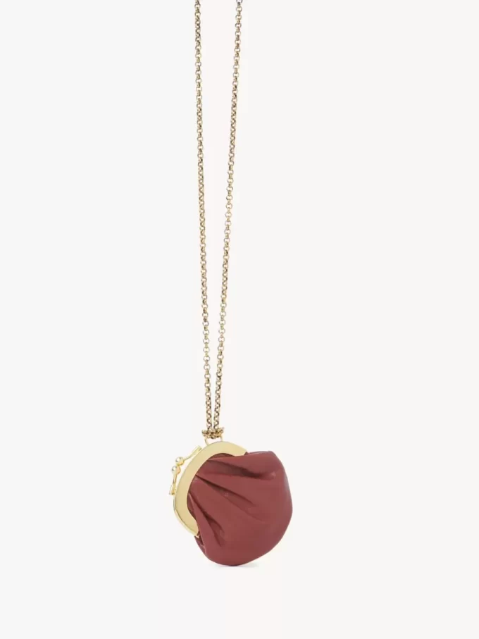 Collier porte-monnaie Micro Horse Medal en cuir grainé