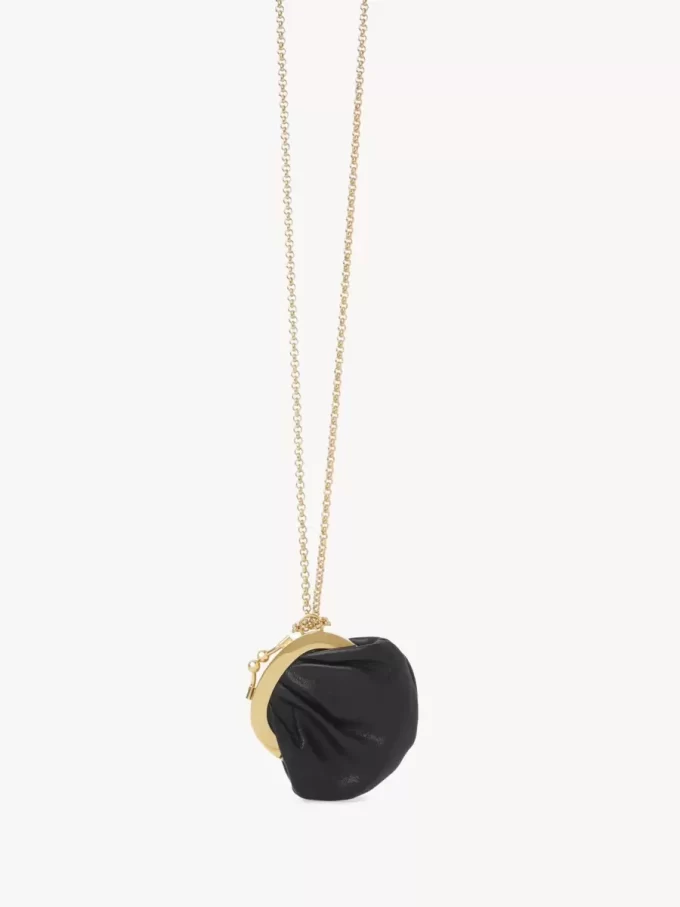 Collier porte-monnaie Micro Horse Medal en cuir grainé