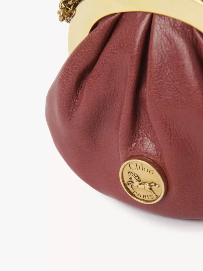 Collier porte-monnaie Micro Horse Medal en cuir grainé
