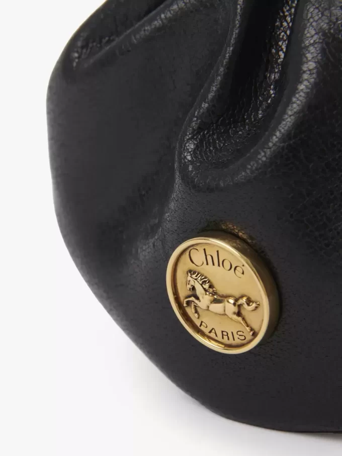 Collier porte-monnaie Micro Horse Medal en cuir grainé