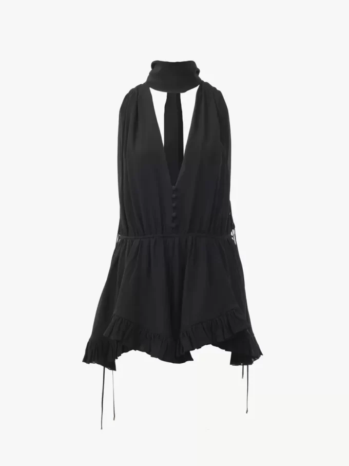 Combinaison col V en georgette de soie