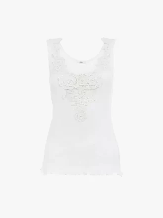 Débardeur ajusté en jersey de coton et guipure