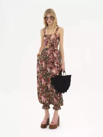 Pantalon fluide plissé en charmeuse de soie