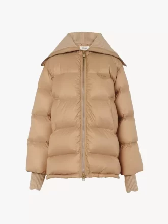 Doudoune à col montant en nylon brillant
