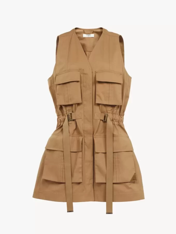 Gilet utilitaire en gabardine de coton légère Gilet utilitaire en gabardine de coton légère