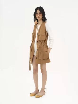 Gilet utilitaire en gabardine de coton légère