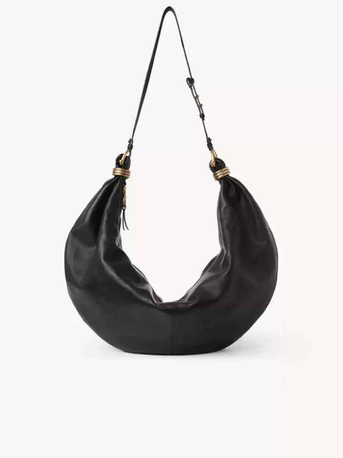 Grand sac hobo bracelet en cuir grainé