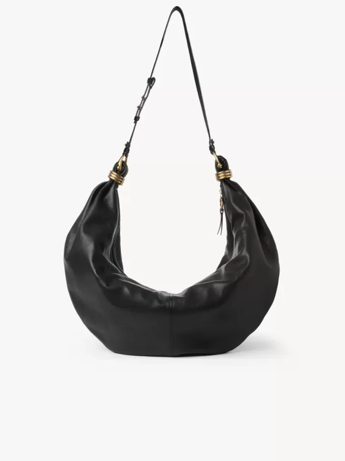 Grand sac hobo bracelet en cuir grainé