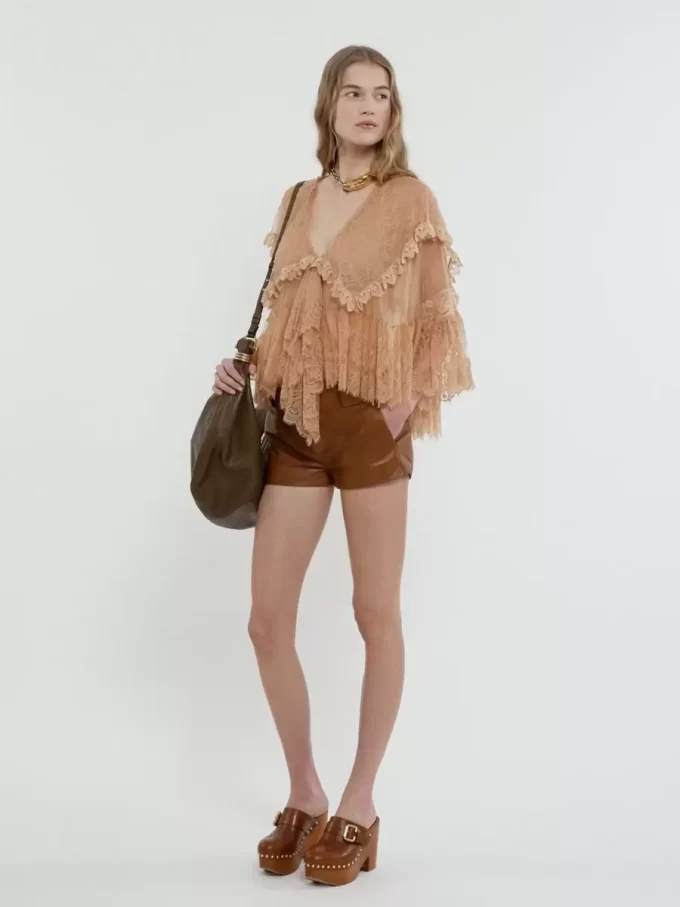 Grand sac hobo bracelet en cuir grainé