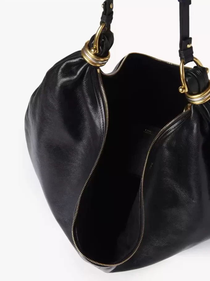 Grand sac hobo bracelet en cuir grainé