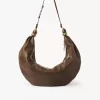 Grand sac hobo bracelet en cuir grainé