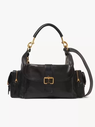 Grand sac photo en cuir brillant