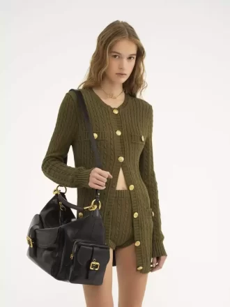 Grand sac photo en cuir brillant