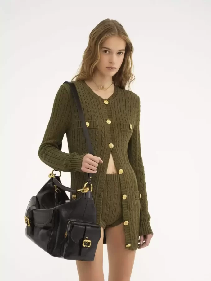 Grand sac photo en cuir brillant