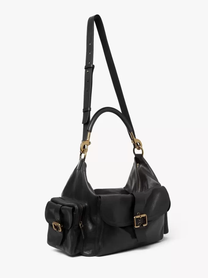 Grand sac photo en cuir brillant