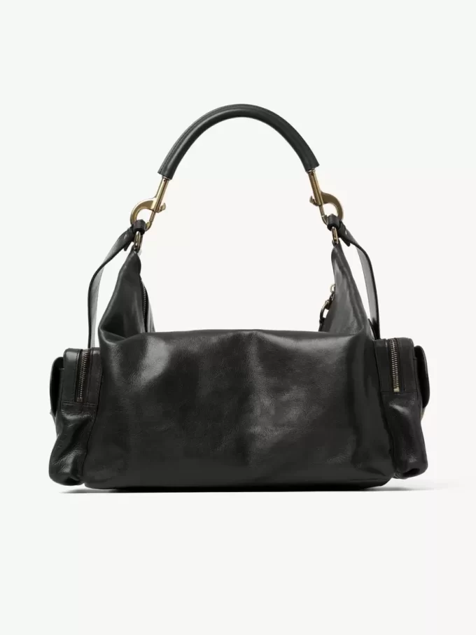 Grand sac photo en cuir brillant