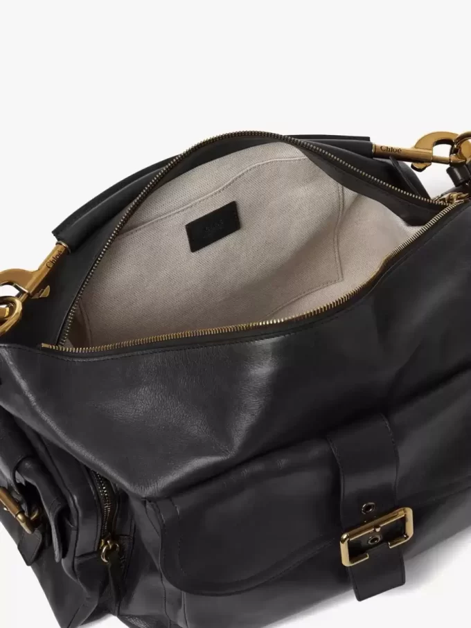 Grand sac photo en cuir brillant