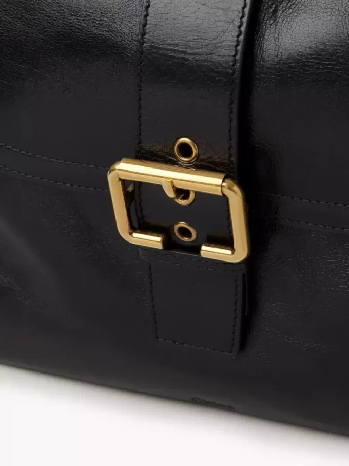 Grand sac photo en cuir brillant