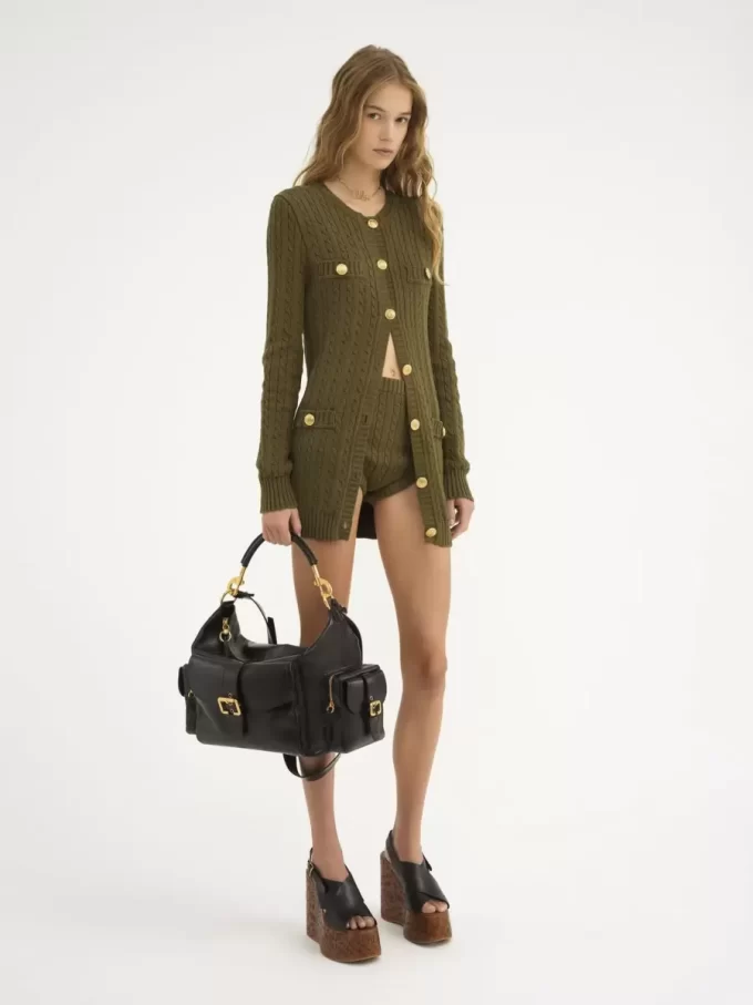 Grand sac photo en cuir brillant