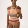 Haut ajusté à manches coudées avec logo en tricot de coton Haut ajusté à manches coudées avec logo en tricot de coton