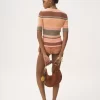 Haut ajusté à manches coudées avec logo en tricot de coton Haut ajusté à manches coudées avec logo en tricot de coton