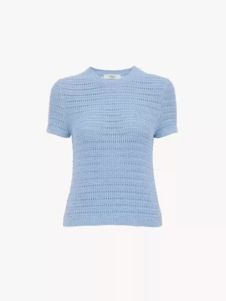 Haut à col rond avec logo en maille crochetée de coton
