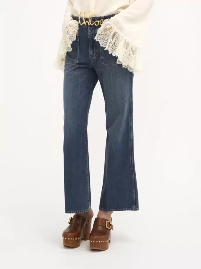 Jean bootcut court en denim Jean bootcut court en denim