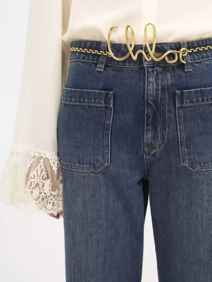 Jean bootcut court en denim Jean bootcut court en denim